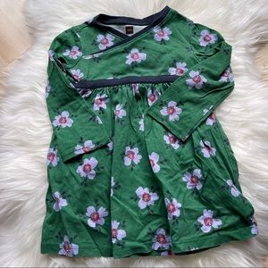 Tea Collection Green and Purple Floral Dress - 12-18 - EUC